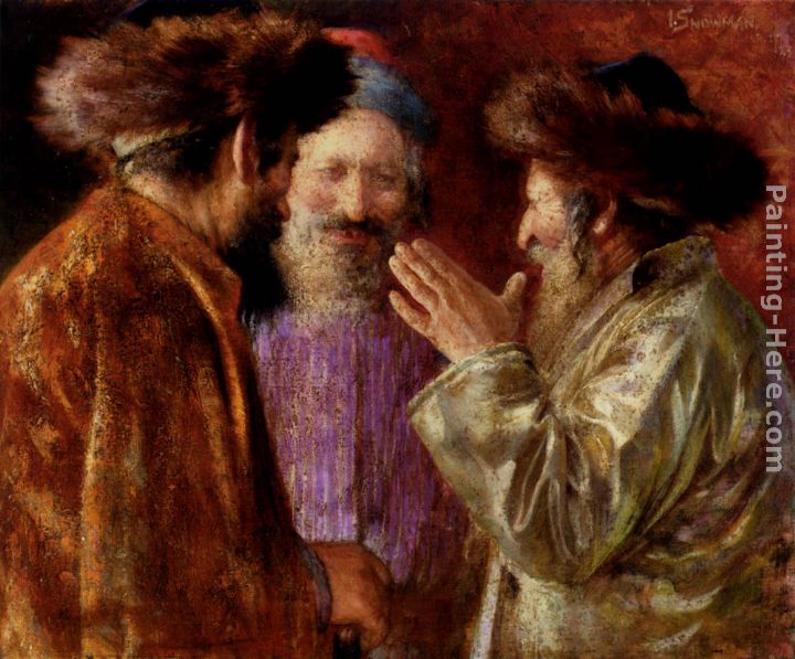 Three Rabbis Of Jerusalem painting - Isaac Snowman Three Rabbis Of Jerusalem art painting